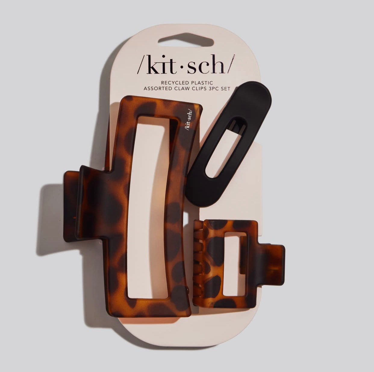 Kitsch Recycled Plastic Assorted Claw Clips, Rectangle Open Shape