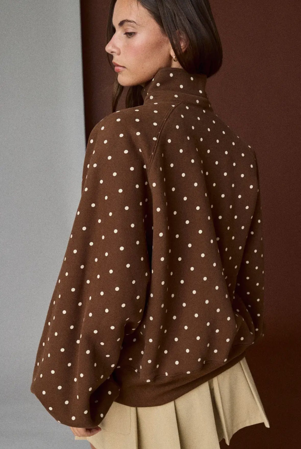 Camille Polka Dot Pullover, Brown