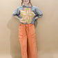 Finleigh Mineral Washed Wide Leg Cargo Lounge Pants, Faded Rust