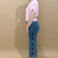 Gracie Wide Leg Crop Denim with Bow Detail