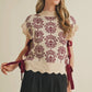 Helena Mock Neck Floral Sweater Vest, Mauve Wine