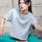 Rizzo Cotton Slub Cropped Tee, Light Grey