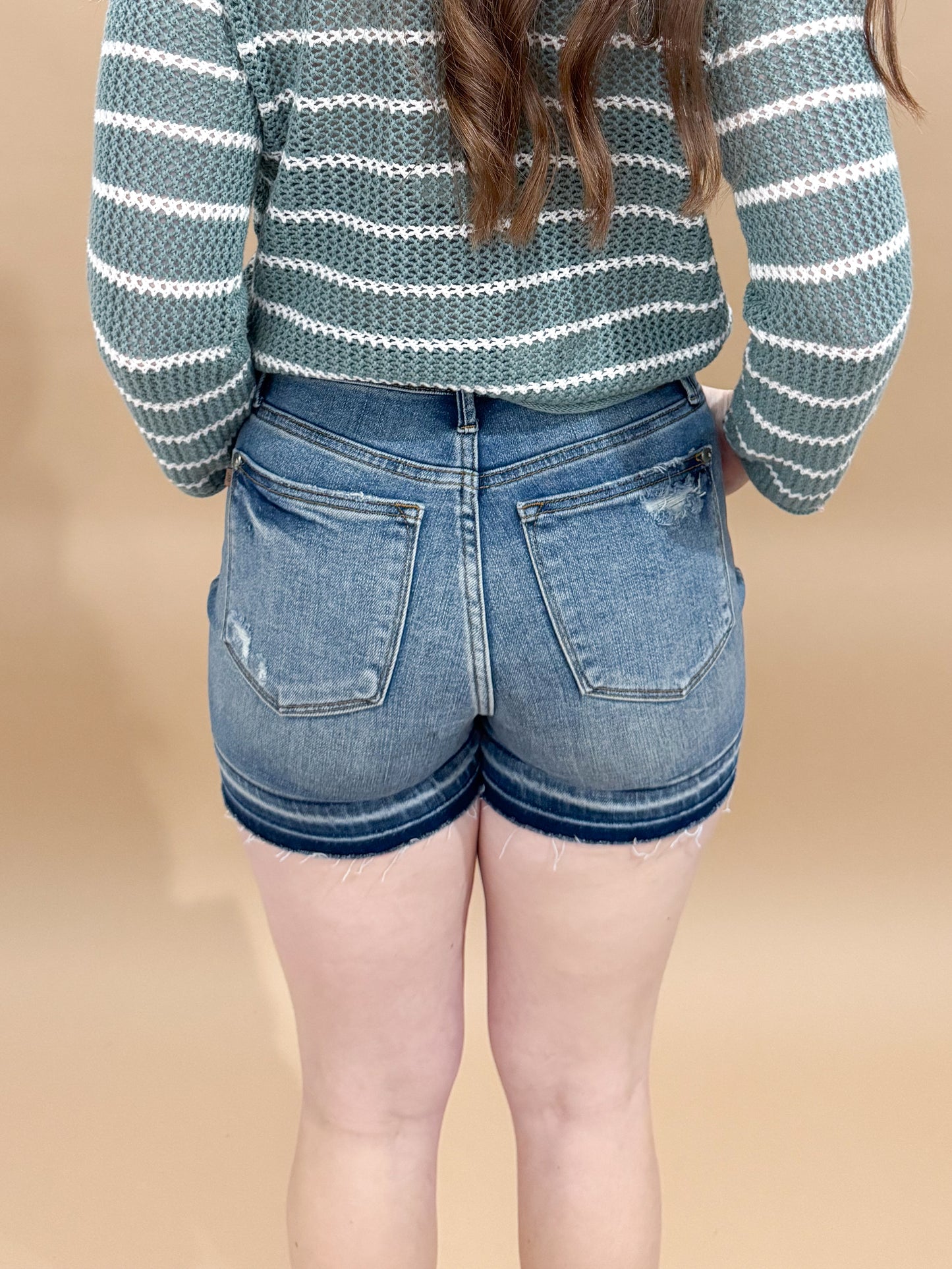 Jessa Tummy Control Vintage Wash Release Hem Shorts, Judy Blue