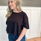 Rizzo Cotton Slub Cropped Tee, Black
