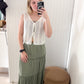 Stella Tiered Maxi Skirt, Lt Olive