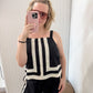 Mara Black and Cream Linen Tank
