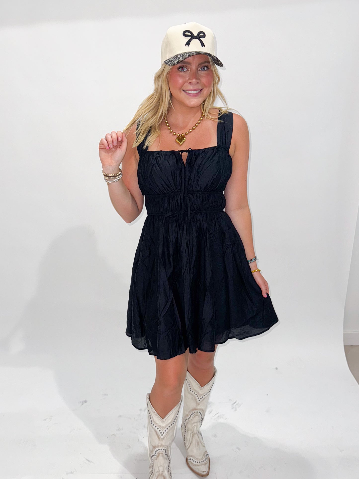 Kennedi Mini Tank Sleeve Dress, Black