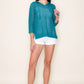 Stormi Crochet Hoodie Sweater, Teal