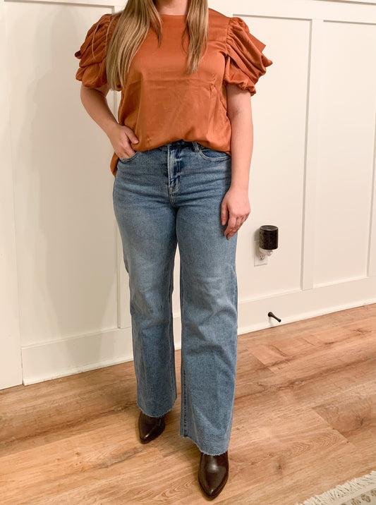 Lover Stretchy Super High Rise Wide Leg Jeans, Mica Denim