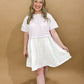 Lani Stripe Top Poplin Skirt Dress, Ivory/Lavender