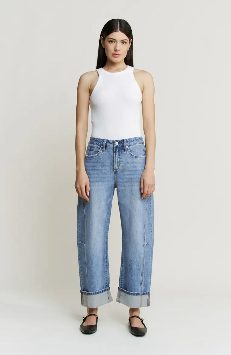 Jae High Rise Barrel-Leg Jeans, Mica Denim