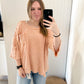 Jozey Mineral Wash Textured Rib Knit Top, Apricot