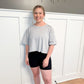 Rizzo Cotton Slub Cropped Tee, Light Grey