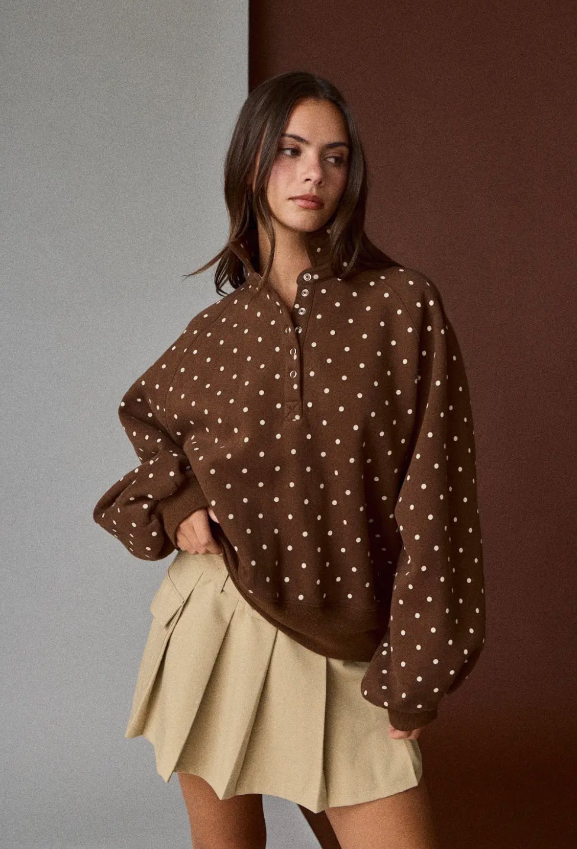 Camille Polka Dot Pullover, Brown