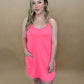Neon Nights Active Mini Dress w/ Built In Romper, Neon Pink