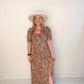 Sutton Floral Print Dress with Sweetheart Neckline, Brown