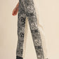 Bandana Print Straight Leg Jeans, Black / Cream