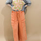 Finleigh Mineral Washed Wide Leg Cargo Lounge Pants, Faded Rust