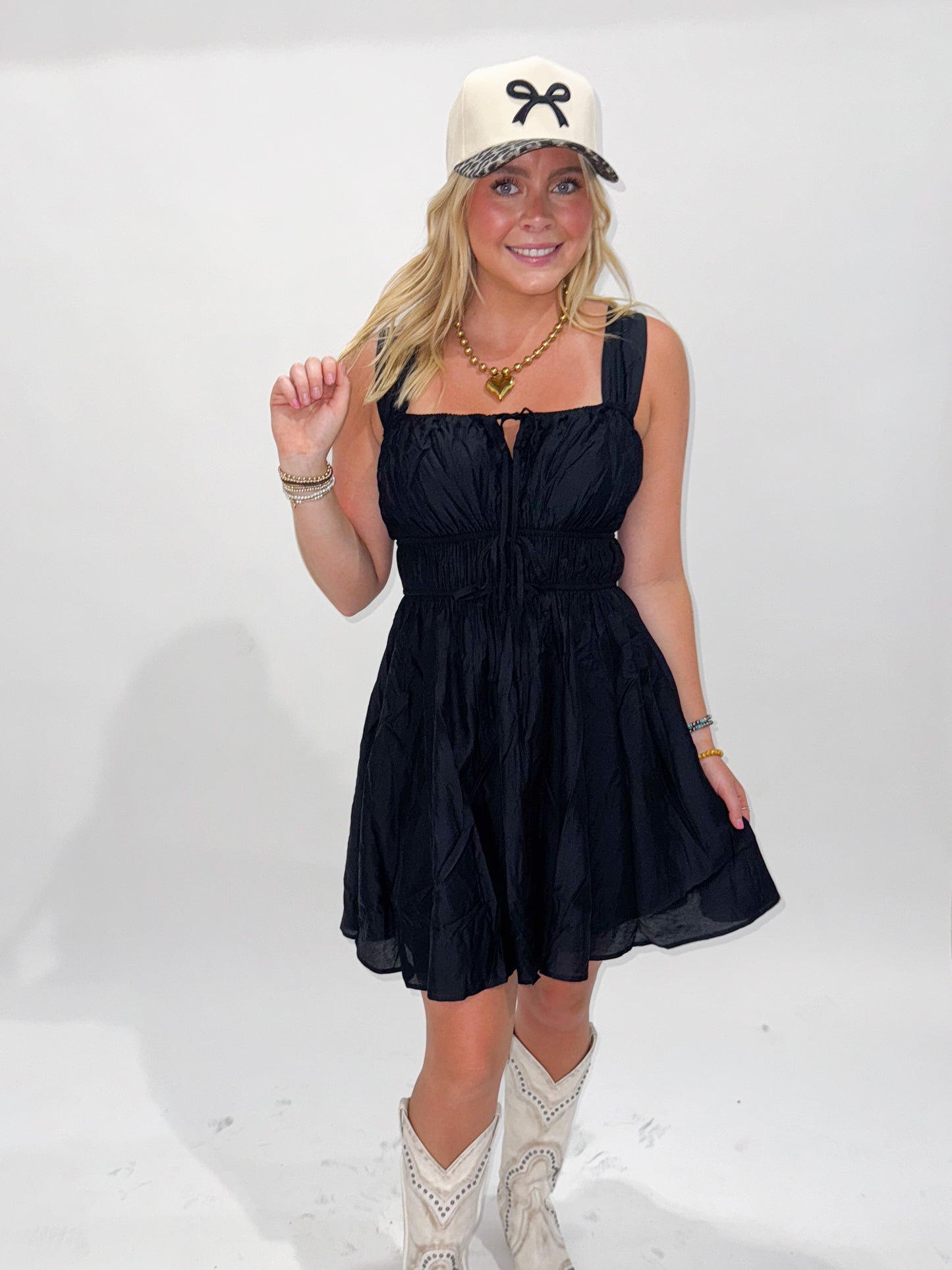Kennedi Mini Tank Sleeve Dress, Black