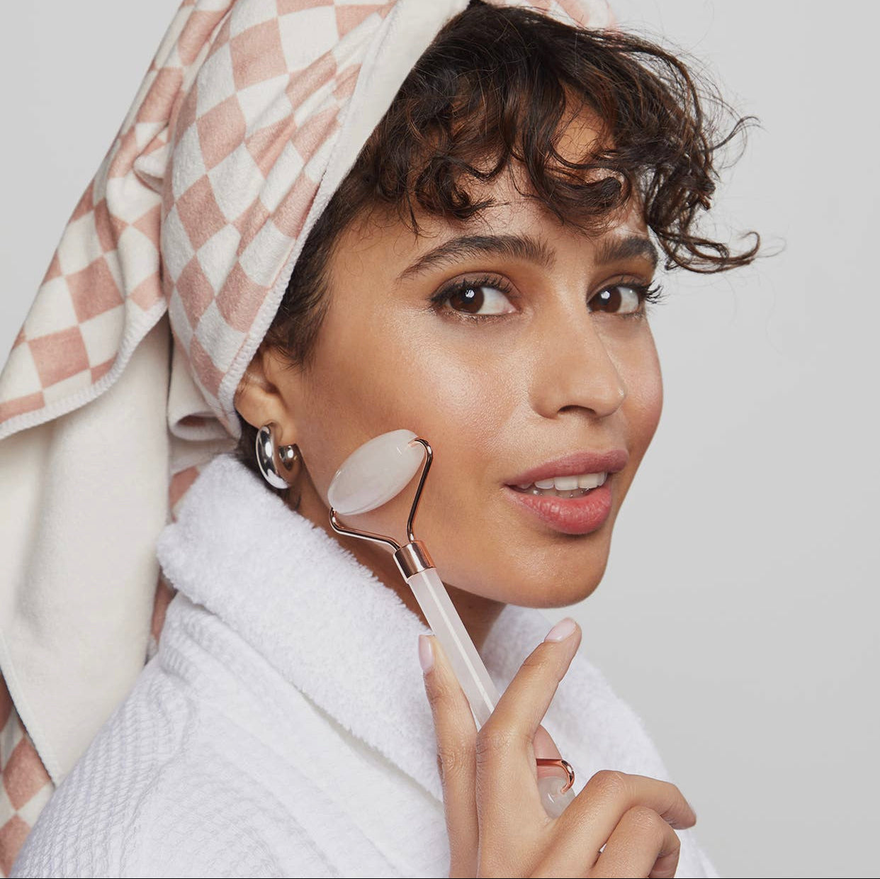 Kitsch Extra Large Quick-Dry Hair Towel Wrap, Terracotta Checker