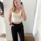 Danika V-Neck Yoga Top, White Pearl