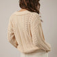 Graci Open Knit Polo Sweater, Beige