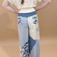 Anika Flower Patch Mixed Print Woven Wide Leg Pants, Denim