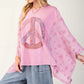 Myra Embroidered Patchwork Peace Sign Poncho, Dusty Rose