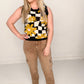 Modern Groove Checkered Flower Sweater Tank Top, Black