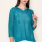 Stormi Crochet Hoodie Sweater, Teal