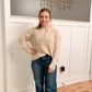 Natalie Cable Knit Henley Sweater, Oatmeal