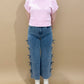 Gracie Wide Leg Crop Denim with Bow Detail