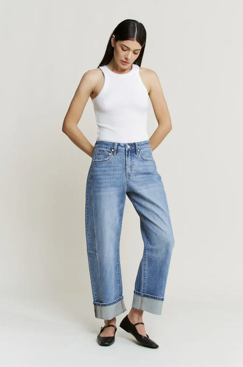 Jae High Rise Barrel-Leg Jeans, Mica Denim