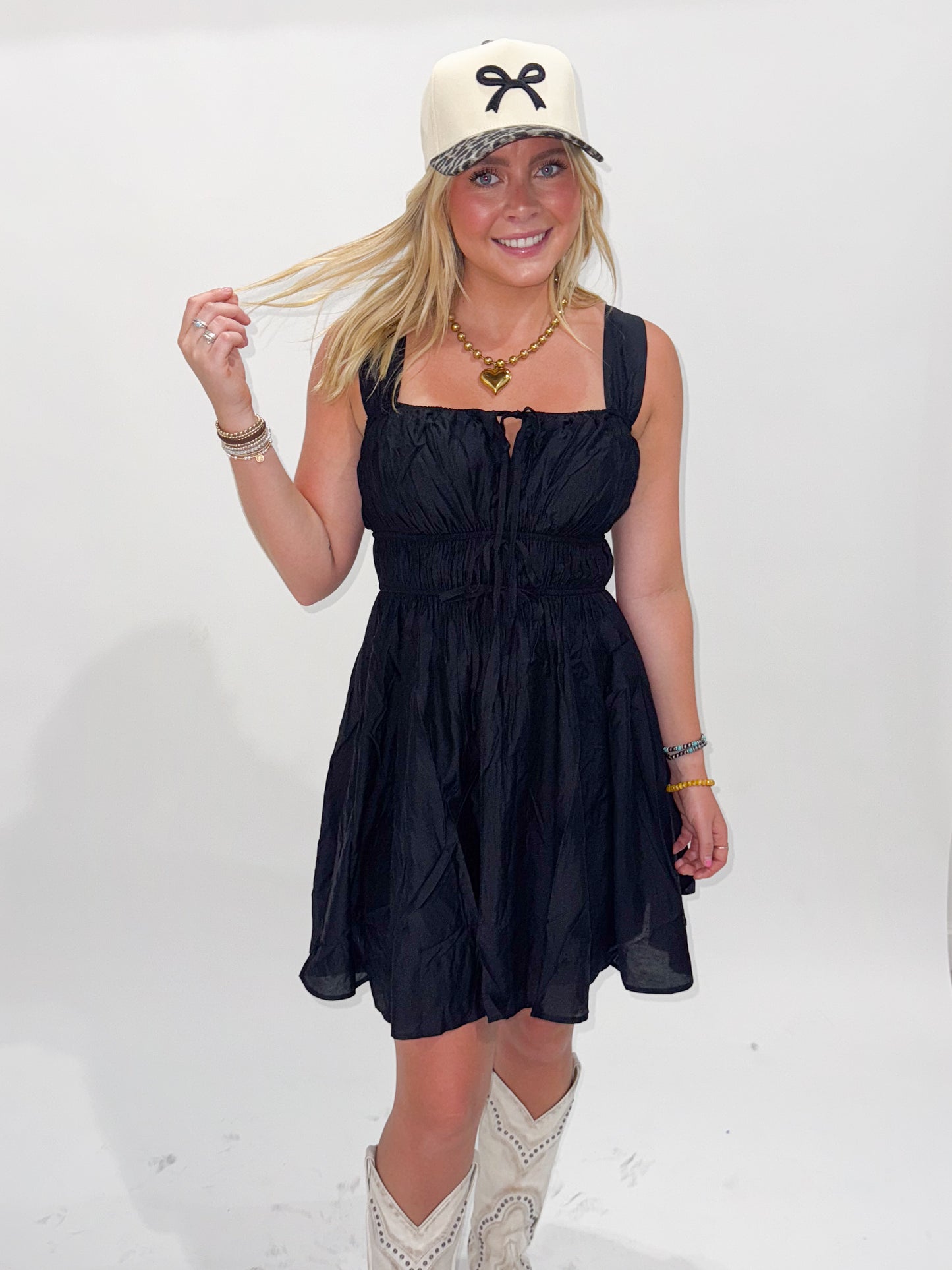 Kennedi Mini Tank Sleeve Dress, Black