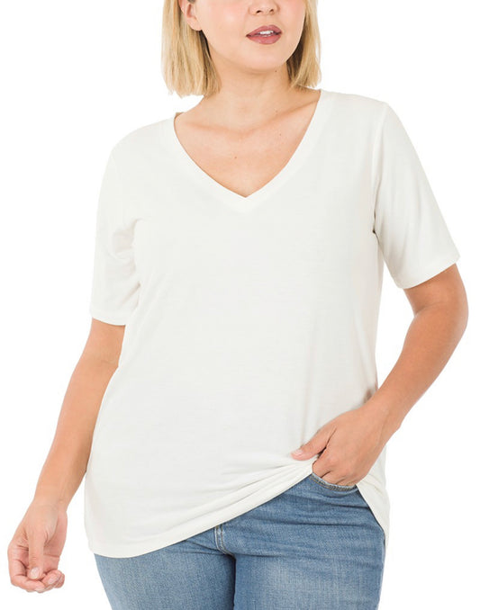 Malea V-Neck Tee, Ivory