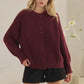 Maxine Button Up Knit Sweater, Wine