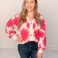 Groovy Button Up Floral Cardigan, Pink