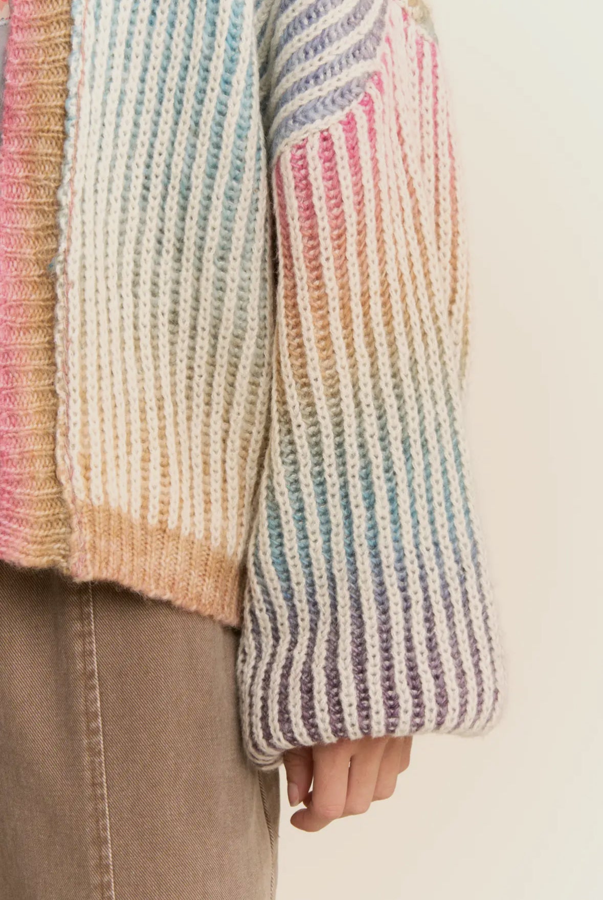 June Rainbow Stripe Open Cardigan, Rainbow
