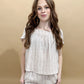 Zena Flowy Boxy Cropped Gauze Striped Top, Amber (matching set)