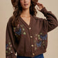 Roan Butterfly Embroidered Cardigan, Chestnut