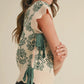 Helena Mock Neck Floral Sweater Vest, Hunter Green