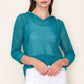 Stormi Crochet Hoodie Sweater, Teal