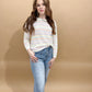 Penelope Pastel Striped Crewneck Sweater, Ivory / Multi