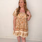 Boho Border Print Square Neck Mini, Natural