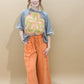 Finleigh Mineral Washed Wide Leg Cargo Lounge Pants, Faded Rust
