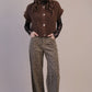 Amelia Oversized Button Down Knit Sweater Vest, Brown