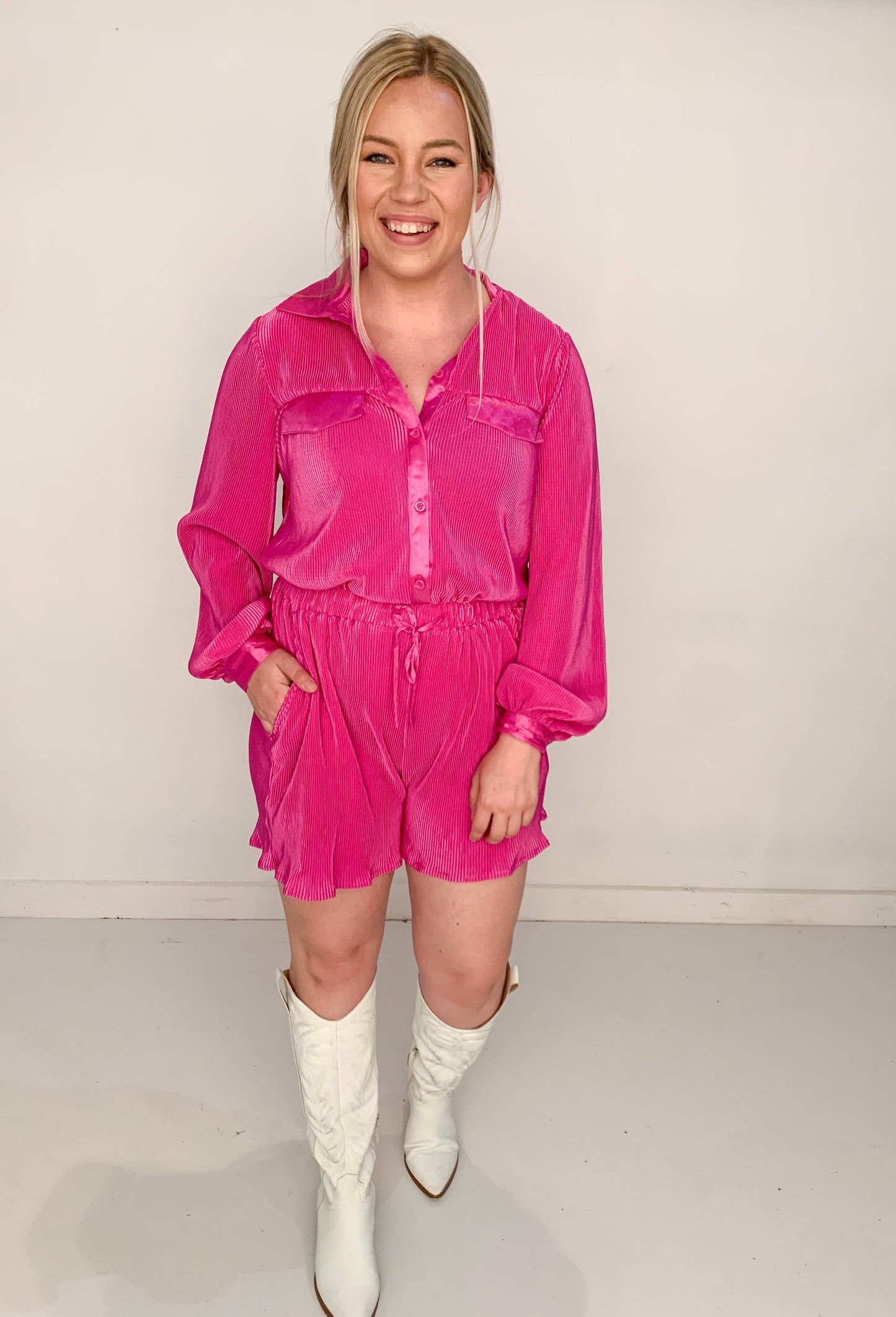 Barbi Girl Romper, Hot Pink