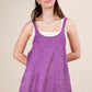 Margot Mineral Washed Knit Mini Dress w/ Romper Underneath, Purple Orchid