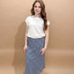 Sedona Striped Crewneck Short Sleeve Sweater, Ivory/Taupe