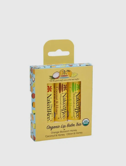 3 Pack Organic Lip Balm Set, The Naked Bee